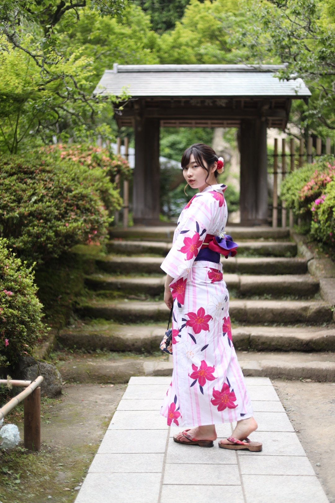 紫陽花の中で