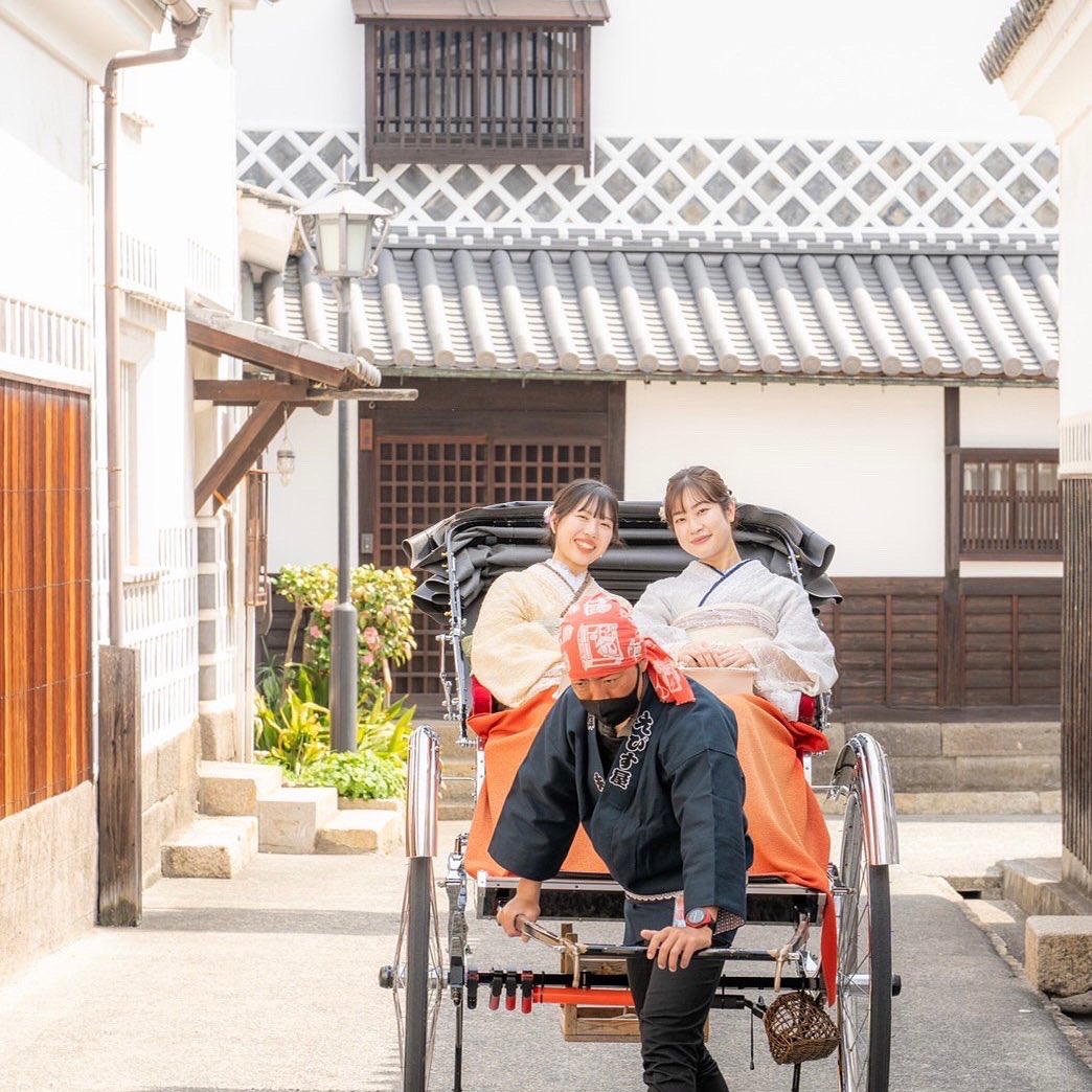 着物来て人力車に乗れますよ♪