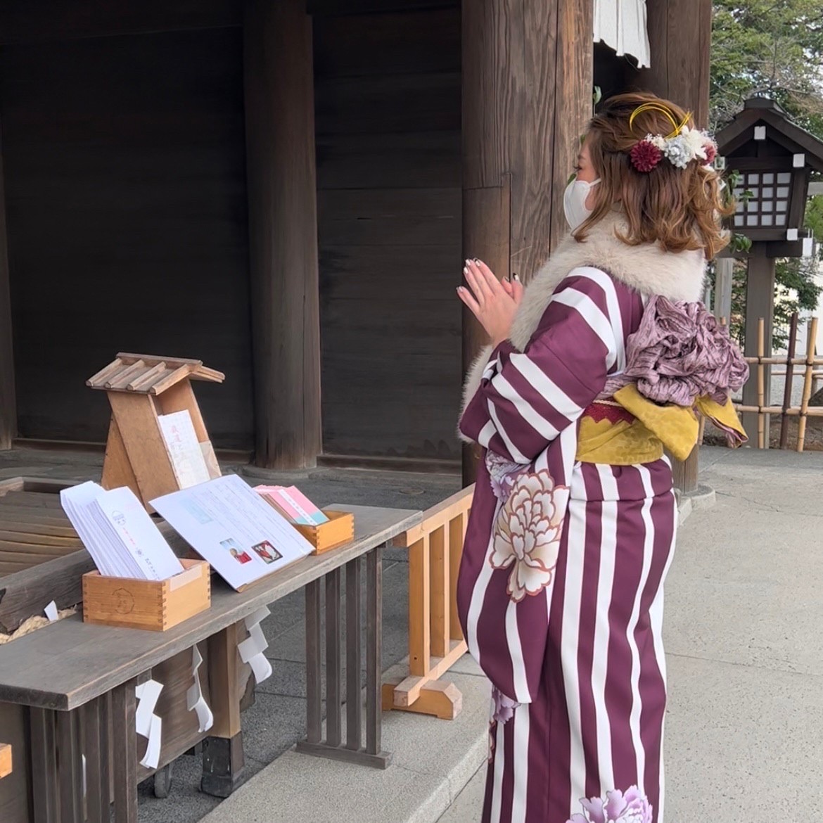 初詣は着物でお出かけ•*¨♬