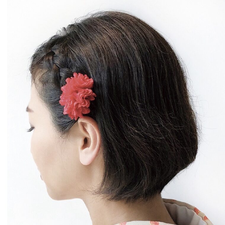 Free hair styling: Braided style (Kimono rental VASARA)