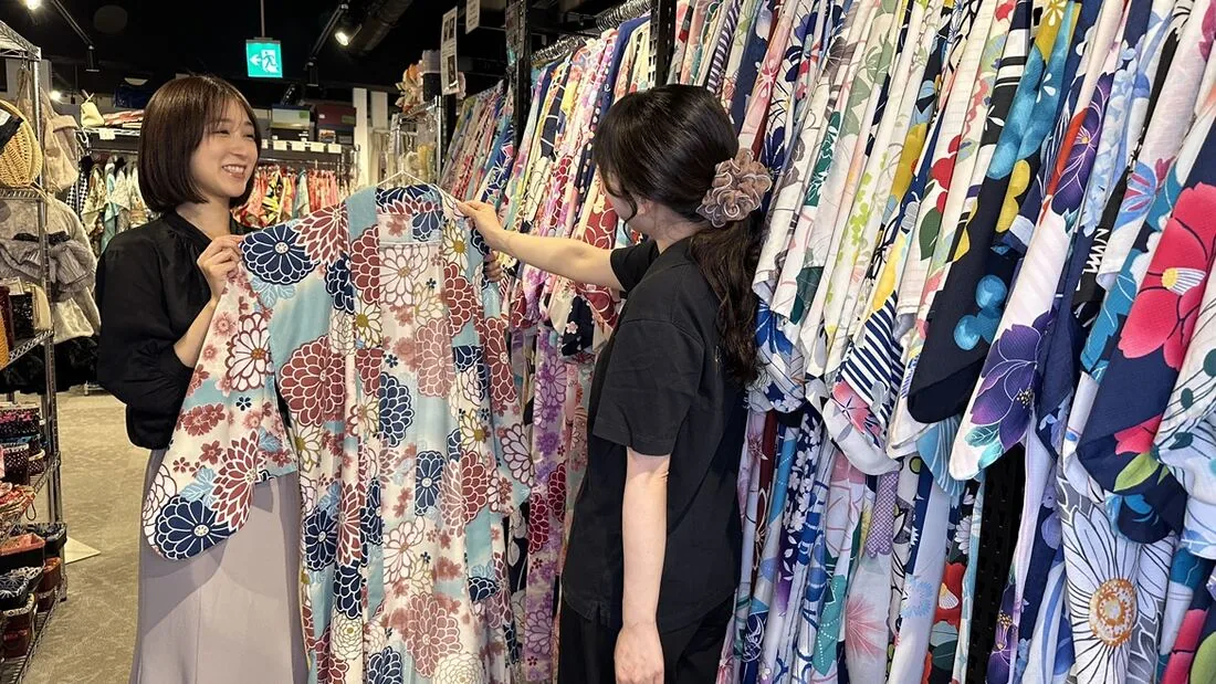 Kimono racks inside the store